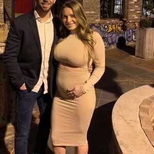 Forever 21 Beige Long Sleeve Dress
